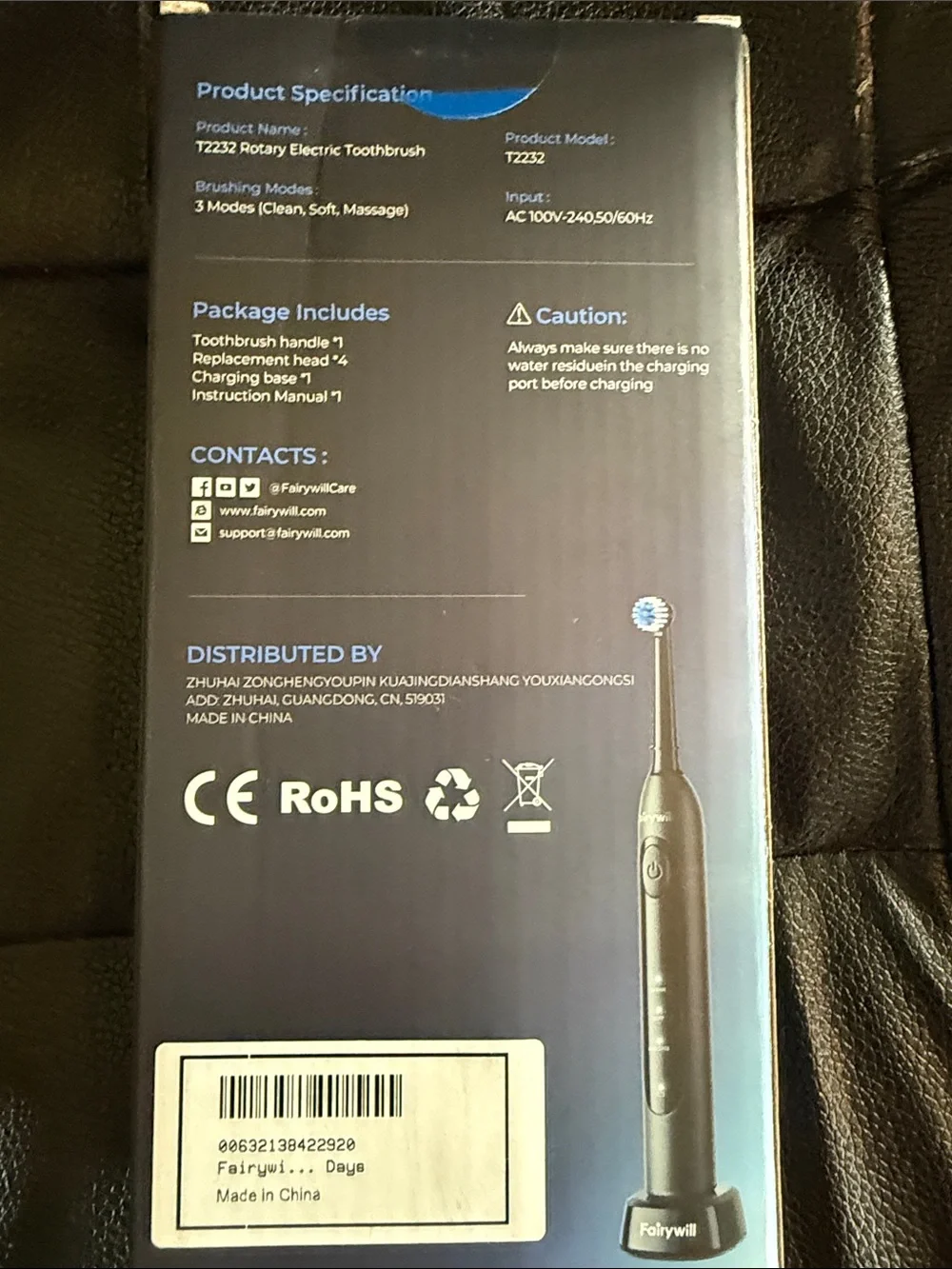 Black Electric Toothbrush with Replacement Heads